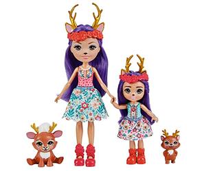 Enchantimals Coffret Sœurs avec Mini-poupées Danessa et Danetta Biche, 2 Mini-Figurines animales et Accessoires, Jouet pour Enfant, HCF80 - Multicolore