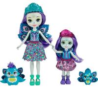 Enchantimals Coffret Sœurs avec Mini-poupées Patter et Piera Paon, 2 Mini-Figurines animales et Accessoires, Jouet pour Enfant, HCF83