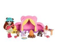 Enchantimals Coffret Tente De Camping Cuddlers avec Poupée Et 4 Figurines D’Animaux, Sac De Couchage, Feu De Camp, Et Autres Accessoires Inclus, Jouet Enfant, A Partir De 4 Ans, HTW71