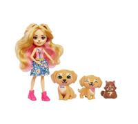 Enchantimals Coffret Famille avec Poupée Gerika Golden Retriever (15 Cm) Et 3 Figurines D’Animaux, Jouet Enfant, Dès 4 Ans, HHB85