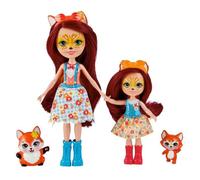 Enchantimals Coffret Sœurs avec mini-poupées Felicity et Feana Renard, 2 mini-figurines animales et accessoires, Jouet pour enfant, HCF81