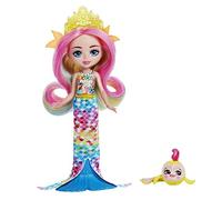 Enchantimals HCF68 Royaume de l'océan Mini-poupée Radia Poisson Arc-en-Ciel avec Jupe Amovible et Accessoires, et Mini-Figurine Animale Flo, Jouet Enfant, Poisson