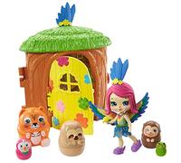 Enchantimals Jungle Enchantée coffret La Maison Perroquet & animaux surprises avec figurines Peeki Perroquet et 5 animaux, jouet pour enfant, GTM49