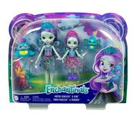 Enchantimals Coffret Sœurs avec Mini-poupées Patter et Piera Paon, 2 Mini-Figurines animales et Accessoires, Jouet pour Enfant, HCF83
