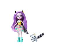 Enchantimals Mini-poupée Larissa Lémurien et Figurine Animale Ringlet, aux Cheveux Violets avec Jupe à Motifs en Tissu, Jouet Enfant, GFN44 Multicolore