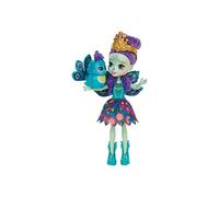 Enchantimals Mini-poupée Patter Paon et Figurine Animale Flap, aux cheveux violets avec jupe à motifs en tissu, jouet enfant, DYC76