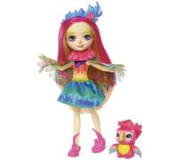 Enchantimals Mini-poupée Peeki Perroquet Et Figurine Animale Sheeny, Aux Cheveux Roses Fuchsia Avec Jupe Ã€ Motifs En Tissu, Jouet Enfant, FJJ21