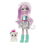 ENCHANTIMALS Mini-poupée Sybill Léopard des neiges et Figurine Animale Flake, avec Jupe Amovible, Bottes et Serre-tête, Jouet pour Enfant, GJX42