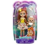 Enchantimals - pack poupee biloxi ours 15 cm et figurine trail son ami animal - jupe amovible acceessoires - set jouet et carte