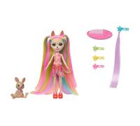 Enchantimals Poupée Chevelure Sunshine Beach avec Figurine de Son Animal de Compagnie, Mini-poupée avec Jupe et Accessoires Amovibles, Cadeaux pour Enfants, HTJ70