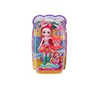 Enchantimals - Poupee Texie Tigre 15 cm tenue plage et Figurine Animal Sabre - Sunshine Beach - Set Jouet Enfant et Carte