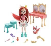 Enchantimals Royals coffret Coiffeuse avec mini-poupée Fabrina Renard, figurine animale Frisk et 9 accessoires, jouet pour enfant, GYJ05