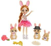 Enchantimals - Coffret famille Brystal Lapin & Lapereaux - Poupée 15 cm, accessoires - Dès 4 ans