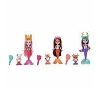 Enchantimals Royaume De L’océan Coffret 3 Mini-poupées Sirènes Bree Lapin, Felicity Renard Et Danessa Biche Et 3 Mini-Figurines Animaux, Jouet Enfant, HCF87