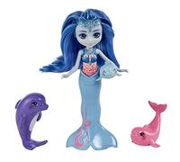 Enchantimals Royaume de l'océan Coffret Famille de Dorinda Dauphin, avec Une Mini-poupée Dorinda et 3 Mini-Figurines de Dauphins, Jouet Enfant, HCF72