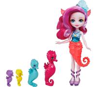 Enchantimals Coffret Famille Sedda Hippocampe – Royaume de l'océan, mini-poupée +4 figurines HCF73