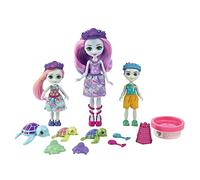 Enchantimals Royaume de l'océan Coffret Famille de Tinsley Tortue, avec 3 Mini-poupées, 3 Mini-Figurines et Accessoires, Jouet pour Enfant, HCF95