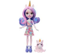 Enchantimals Sunshine Beach, Ulia Licorne et son animal de compagnie Pacifica, mini-poupée avec jupe amovible et accessoires, cadeaux pour enfants, HRX84