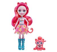 Enchantimals Texie Tigre et Sabre Sunshine Beach Poupée Chevelure, Figurine d’Animal et Accessoires, habillages colorés, HXB97