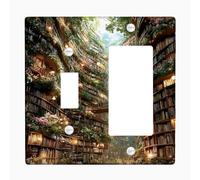Enchanting Library Plaque de protection pour interrupteur d'interrupteur, scène naturelle verte verdoyante pour décoration d'intérieur, plaques murales en thermoplastique, taille standard