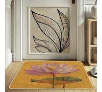 Enchanting Water Lily Flower Doormat, Peach Floral Door Mat for Spring Indoor & Outdoor Entrée, Antidérapant, Imperméable, Absorbant la poussière, Facile à nettoyer, 73,6 x 43,2 cm
