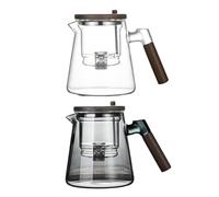 Enchantipot Teapot - Press Control Glass Teapot, 750mlTeapot With Wooden Handle, Glass Tea Pot With Water Separation, Loose Leaf Infuser, Heat-Resistant TeaBrewing Pot, Home TeaServing, Modern Kitchen