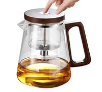 Enchantipot Théière en Verre 800ml Avec Séparation d'Eau et Poignée en Bois, Pot à Thé Magique Avec Contrôle de Presse et Infuseur, Filtration de Thé