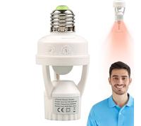 Enchufe de luz para sensor de movimiento | Adaptador de bombilla avec capteur infrarouge, Activación automatiática | Soporte de bombilla LED ou incandescente, Ideal para interiores, Ahorro de energía