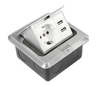 Enchufe Prise pop-up IP44 avec connecteur 10/16 A selon la norme européenne et 2 USB, alliage d'aluminium pour plan de travail/sol, prise cachée étanche, montage encastré