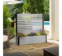 Enclo Privacy Screens EC18007 Florence WoodTek Kit de clôture d'intimité autoportante en vinyle pour extérieur (1 paravent), 1,2 x 1,2 m x 0,3 m (H x l x L), couleur cendré