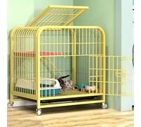 Enclos à 2 niveaux pour chat - Parc d'intérieur avec fil métallique - Cage sur roulettes pour chat - Pour 1 à 2 chats, lapins, petits animaux (blanc, taille S)