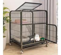 Enclos à 2 niveaux pour chat - Parc d'intérieur avec fil métallique - Cage sur roulettes pour chat - Pour 1 à 2 chats, lapins, petits animaux (blanc, taille S)