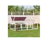 Enclos Animaux, Clapier avec Porte, Poulailler avec Toit, Volière de Patio Jardin Terrasse Extérieur, Moka Bois Massif de Pin