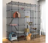 Enclos Chat Exterieur Grande Taille, Cage Pour Animaux De Compagnie Cage Pliante Pour Chat, DIY Métallique, Niche Chat Interieur Abri Chat, Noir - Tailles Variées ( Color : A , Size : 183*75*182CM )