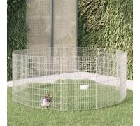 Enclos d animaux en liberté 12 panneaux 54x80 cm fer galvanisé argenté G