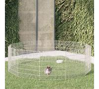 Enclos d'animaux 12 Panneaux 54x60 cm Fer galvanisé Robuste, Cage modulable pour Lapin cobaye Rongeur, abri sécurisé intérieur extérieur, Espace Confortable de Jeu et Repos