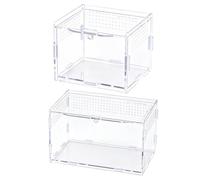 Enclos d'araignée pour oiseaux - Bassin pour reptiles avec vue dégagée, cage arthropode aérée, espace de recouvrement léger, design d'escalade | Micro-vie polyvalent pour grenouilles, crabes