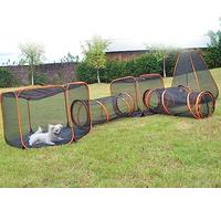 Enclos d'extérieur 6 en 1 pour chat, tentes pop-up portables en maille, parc, tunnels de jeu à l'extérieur pour animaux de compagnie à faire soi-même de plusieurs façons, maison de jeu pour grands