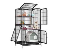 Enclos d'extérieur pour chat avec roulettes, plateau coulissant facile à nettoyer, aire de jeu sûre pour chats, parc portable pour chat, idéal pour la détente et le plaisir en plein air