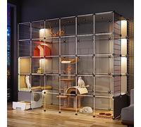 Enclos d'extérieur pour chat - Grande cage pour chat avec bac à litière - Idéal pour chats, chiots, furets, hérissons - Abri d'extérieur durable et spacieux pour animaux de compagnie, dimensions : 215