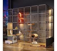 Enclos d'extérieur pour chat - Grande cage pour chat avec bac à litière - Idéal pour chats, chiots, furets, hérissons - Abri d'extérieur durable et spacieux pour animaux de compagnie, dimensions : 215