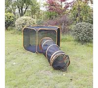 Enclos d'extérieur pour chat - Tente pop-up portable 6 en 1 en maille avec tunnels de jeu pour grands chats, lapins et petits animaux - Maison de jeu polyvalente