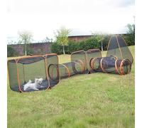 Enclos d'extérieur pour chat - Tentes portables pop-up 6 en 1 en maille avec tunnels de jeu pour grands chats, lapins et petits animaux - Tente hexagonale et maison de jeu pour animaux de compagnie