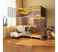 Enclos d'extérieur pour chats d'intérieur avec bac à litière DIY Design surélevé 4 cm avec roulettes Idéal pour chats, chiots, furets et hérissons