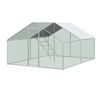 Enclos d'extérieur XXL 3 x 4 x 2 m - Grand poulailler en acier galvanisé, toit en polyéthylène imperméable avec serrure de sécurité, enclos résistant à l'hiver pour poules, lapins, canards, oies