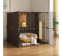 Enclos d'intérieur for Chatons Cat Villa, Niche métallique Amovible, Maison for Petits Animaux, Cage for Chat à Monter soi-même, conçue for Durer(Black,70x70x70cm)