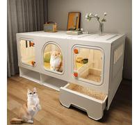 Enclos d'intérieur pour chat, fond haut avec espace de rangement et bac à litière, grande cage pour chat, lavable à l'eau