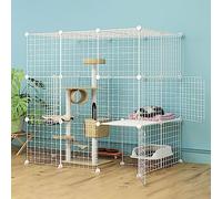 Enclos d'intérieur pour chat, grand parc pour chat avec structure métallique amovible, hamac, bac à litière, nid et bol pour petits animaux de compagnie