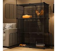 Enclos d'intérieur pour chat, grande cage pour chat avec tapis antidérapant, nid, hamac, litière et gamelle pour plusieurs chats