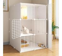 Enclos d'intérieur pour chat - Niche amovible en métal pour chatons et petits animaux, cage assemblée à monter soi-même pour une vie sûre et confortable